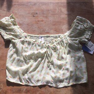 Abound off-the-shoulder Floral Print Top Green Large